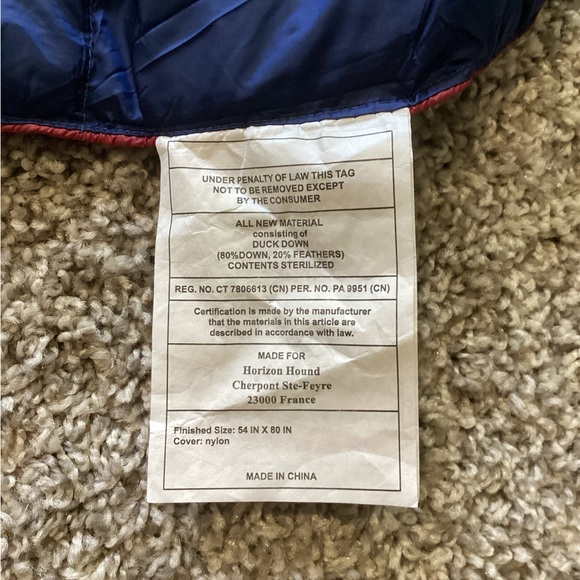 Horizonhound Blue Down Blanket 54x80 - Picture 3 of 4